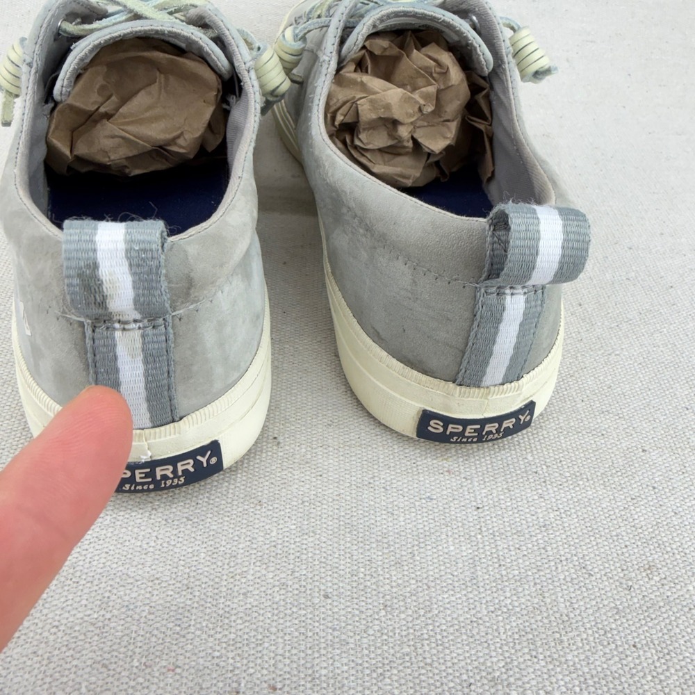 Sperry Crest Vibe Grey Nubuck Leather Sneakers Womens 8.5 STS82398 Boat Shoes - Picture 7 of 13